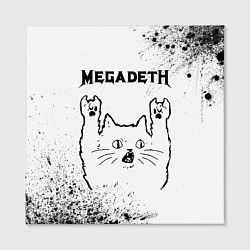 Холст квадратный Megadeth рок кот на светлом фоне, цвет: 3D-принт — фото 2