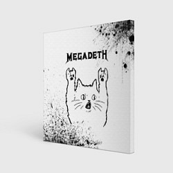 Холст квадратный Megadeth рок кот на светлом фоне, цвет: 3D-принт