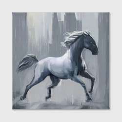 Холст квадратный Белый конь под дождем, цвет: 3D-принт — фото 2