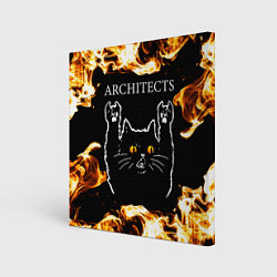 Холст квадратный Architects рок кот и огонь, цвет: 3D-принт