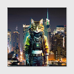 Холст квадратный Cool cat in New York city at night, цвет: 3D-принт — фото 2
