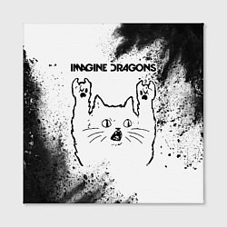 Холст квадратный Imagine Dragons рок кот на светлом фоне, цвет: 3D-принт — фото 2