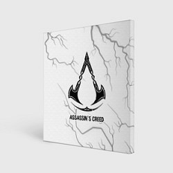 Картина квадратная Assassins Creed glitch на светлом фоне