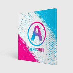 Холст квадратный Aerosmith neon gradient style, цвет: 3D-принт