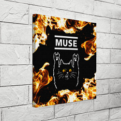 Холст квадратный Muse рок кот и огонь, цвет: 3D-принт — фото 2