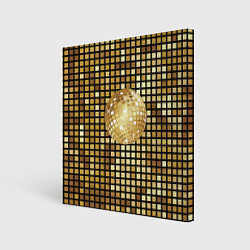 Холст квадратный Золотой диско шар и золотая мозаика, цвет: 3D-принт