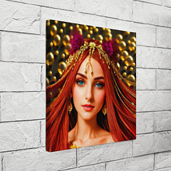 Холст квадратный Девушка с распущенными красными волосами, цвет: 3D-принт — фото 2