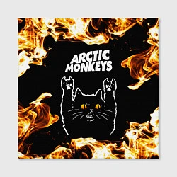 Холст квадратный Arctic Monkeys рок кот и огонь, цвет: 3D-принт — фото 2