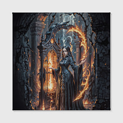 Холст квадратный Готическая ведьма и огонь в подземелье, цвет: 3D-принт — фото 2