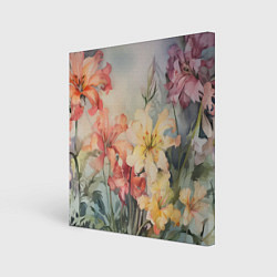 Холст квадратный Акварельные лилии, цвет: 3D-принт