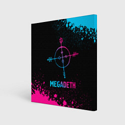 Холст квадратный Megadeth - neon gradient, цвет: 3D-принт