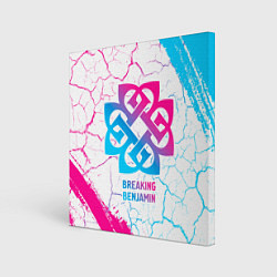 Холст квадратный Breaking Benjamin neon gradient style, цвет: 3D-принт