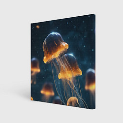 Холст квадратный Люминисцентные медузы, цвет: 3D-принт
