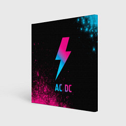 Холст квадратный AC DC - neon gradient, цвет: 3D-принт