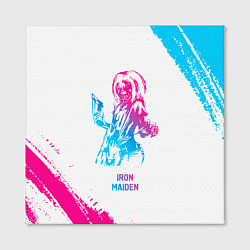 Холст квадратный Iron Maiden neon gradient style, цвет: 3D-принт — фото 2