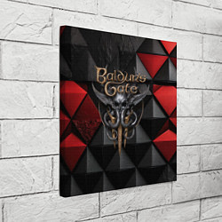 Холст квадратный Baldurs Gate 3 logo red black, цвет: 3D-принт — фото 2