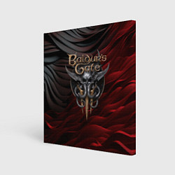 Холст квадратный Baldurs Gate 3 logo dark red black, цвет: 3D-принт