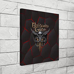 Холст квадратный Baldurs Gate 3 logo red black geometry, цвет: 3D-принт — фото 2