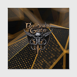 Холст квадратный Baldurs Gate 3 logo dark gold geometry, цвет: 3D-принт — фото 2