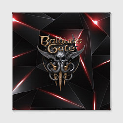 Холст квадратный Baldurs Gate 3 logo black red, цвет: 3D-принт — фото 2