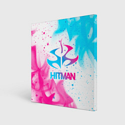 Холст квадратный Hitman neon gradient style, цвет: 3D-принт