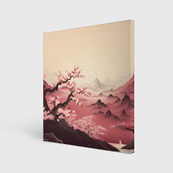 Холст квадратный Сакура в горах, цвет: 3D-принт