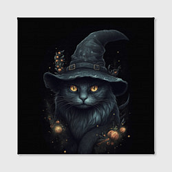 Холст квадратный Черный кот в шляпе, цвет: 3D-принт — фото 2
