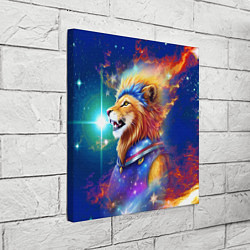Холст квадратный Космический лев - неоновое свечение, цвет: 3D-принт — фото 2