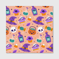 Холст квадратный Halloween skulls pattern, цвет: 3D-принт — фото 2