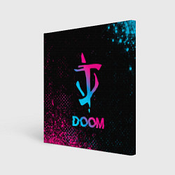 Холст квадратный Doom - neon gradient, цвет: 3D-принт