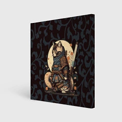 Холст квадратный Кот якудза - японский воин, цвет: 3D-принт