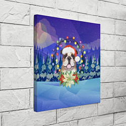 Холст квадратный Новогодний пёс, цвет: 3D-принт — фото 2