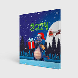 Холст квадратный Cиний дракон, цвет: 3D-принт