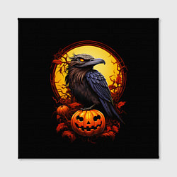Холст квадратный Halloween - ворон и тыква, цвет: 3D-принт — фото 2