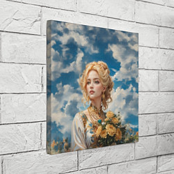 Холст квадратный Девушка славянка с букетом цветов, цвет: 3D-принт — фото 2