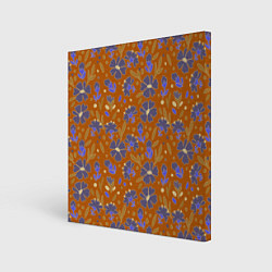 Холст квадратный Цветы в поле коричневый цвет, цвет: 3D-принт