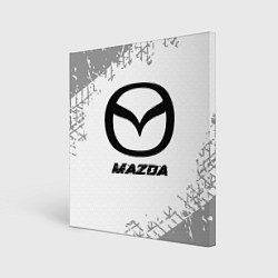 Холст квадратный Mazda speed на светлом фоне со следами шин, цвет: 3D-принт