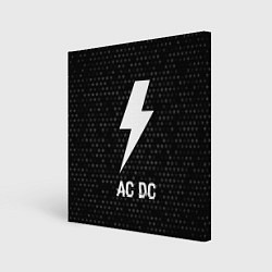 Холст квадратный AC DC glitch на темном фоне, цвет: 3D-принт