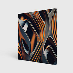Холст квадратный Слияние красок оранжевого и чёрного абстракция, цвет: 3D-принт