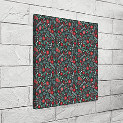 Холст квадратный Цветы и растения на черном фоне, цвет: 3D-принт — фото 2