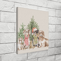 Холст квадратный Собачки под елкой, цвет: 3D-принт — фото 2