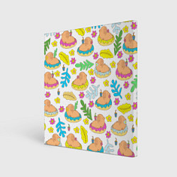 Холст квадратный Капибары на отдыхе, цвет: 3D-принт