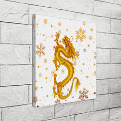 Холст квадратный Золотой дракон в снежинках, цвет: 3D-принт — фото 2