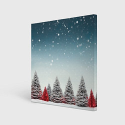 Холст квадратный Волшебство зимней природы иней на деревьях, цвет: 3D-принт