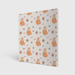 Холст квадратный Паттерн - пухлый кот, цвет: 3D-принт