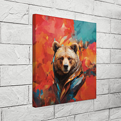 Холст квадратный Праздничный медведь, цвет: 3D-принт — фото 2