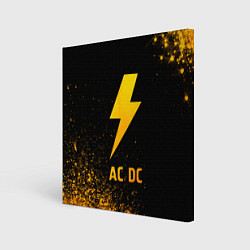 Холст квадратный AC DC - gold gradient, цвет: 3D-принт
