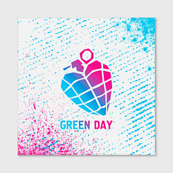 Холст квадратный Green Day neon gradient style, цвет: 3D-принт — фото 2