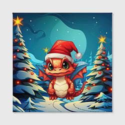 Холст квадратный Маленький новогодний милый дракошка 2024, цвет: 3D-принт — фото 2