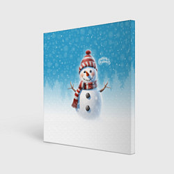 Холст квадратный Веселый снеговичок, цвет: 3D-принт